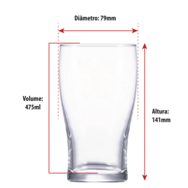 Conjunto 4 Jogos de Copos de Vidro American Pint para Cerveja 473ml - Image 3