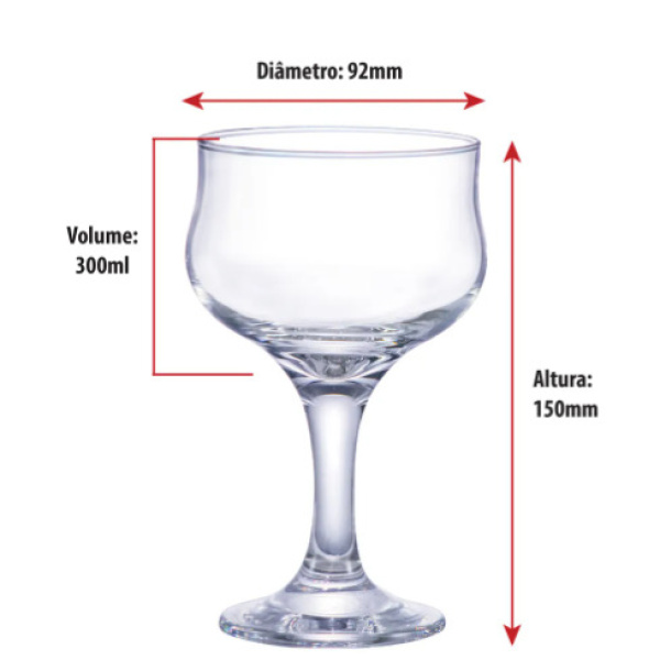 Conjunto 4 Taças de Vidro Barcelona Alta para Sobremesa 300ml - Image 3