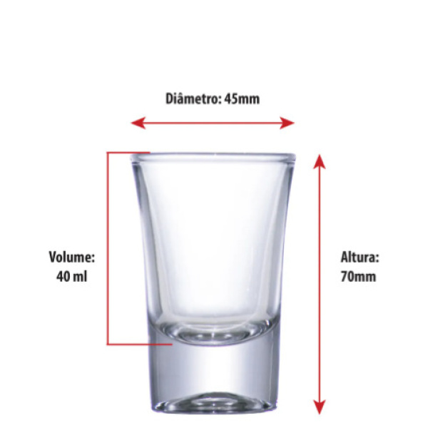 Conjunto 6 Copos de Vidro Shot para Cachaça 40ml - Image 3
