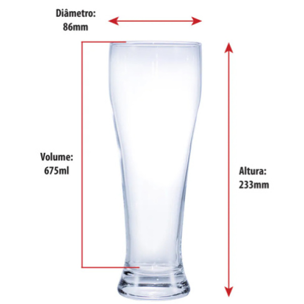 Conjunto 4 Copos de Vidro Weiss Grande para Cerveja 675ml - Image 3