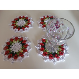 Kit com Seis Porta Copos de Mesa em Crochê Feito a Mão Redondo Decoração Linda