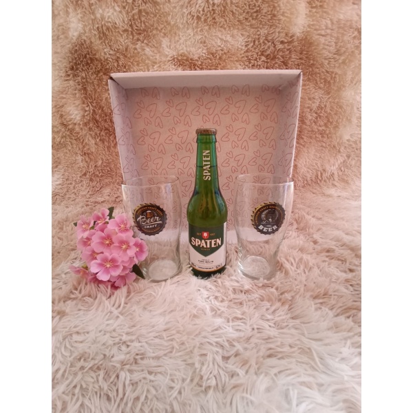 Kit Presente: Contém 2 Copos de Vidro para Cerveja 590ml + 1 Cerveja 355ml