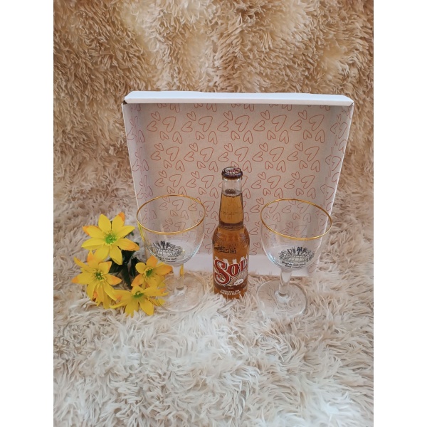 Kit Presente: Contém 2 Taças Cristal Filete de Ouro para Cerveja  415ml +1 Cerveja 355ml - Image 3