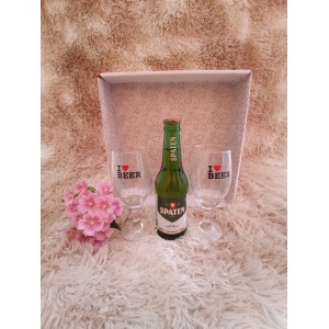 Kit Presente: Contém 2 Taças de Vidro para Cerveja 330ml + 1 Cerveja Long Neck