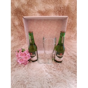 Kit Presente: Contém 1 Copo de Vidro Bota Stiefel Médio para Cerveja  620 mL + 2 Cervejas Long Neck