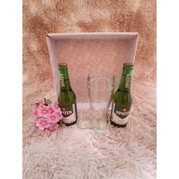 Kit Presente: Contém 1 Copo de Vidro Bota Stiefel Médio para Cerveja  620 mL + 2 Cervejas Long Neck