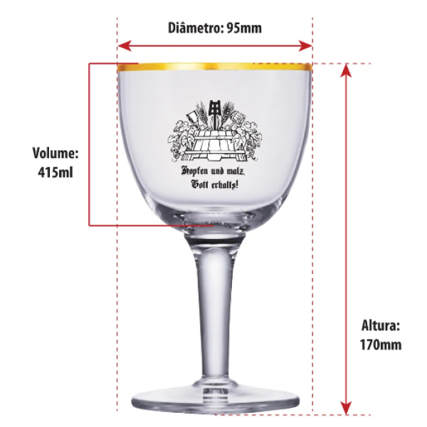 Jogo de Taças de Cristal Filete de Ouro para Cerveja  415ml - 2 unidades - Image 4