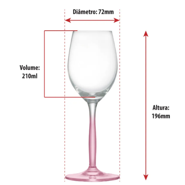 Jogo de Taças de Cristal Rosê para Vinho 210ml - 2 Unidades - Image 2