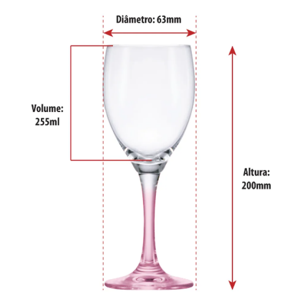Jogo de Taças de Cristal Rosê para Vinho  255 ML - 2 Unidades - Image 2