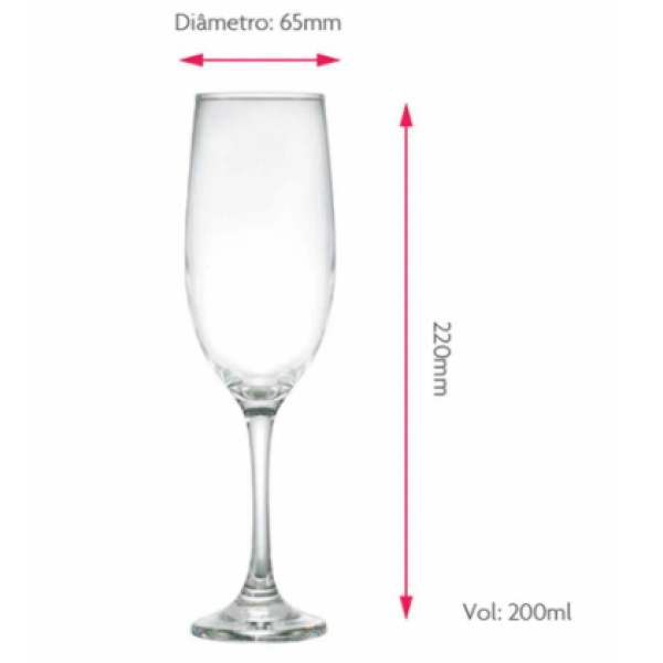 Conjunto 4 Taças de Vidro para Champagne 200ml - Image 2