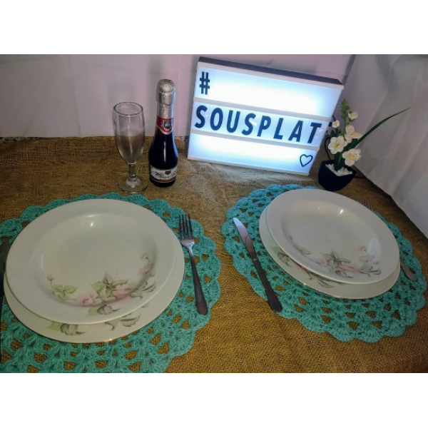 Sousplat  de Crochê Jogo 4 ou 6 Peças Colorido