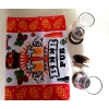 Kit Presente: Contém 2 Copos de Vidro Atlanta Craft Beer Vidro 473ml + 1 Pano de Copa Felpudo Grande (40cmx60cm) estampa sortida +  1 Porta Copos em MDF com Suporte e 04 Unidades na Cor Tabaco