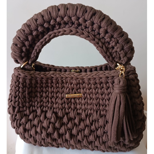 Bolsa Média Luxo em Crochê com Fios de Malha - Image 14