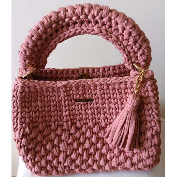 Bolsa Média Luxo em Crochê com Fios de Malha - Image 16