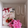 Kit Presente: Conjunto 2 Taças de Vidro para Champagne 200ml +1 Caixa de Bombons Finos Licor e Cereja 195g Montevérgine