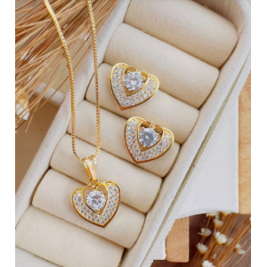 Conjunto Folheado a Ouro Coração